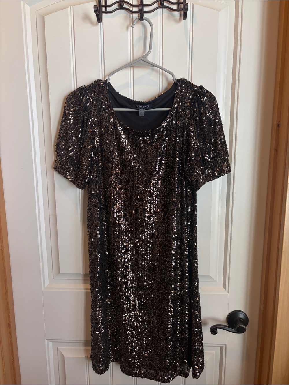Cable & Gauge Black Sequin Shift Mini Dress